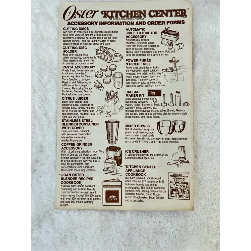 Vintage 1984 Oyster Kitchen Center Cookbook Instruction Manual